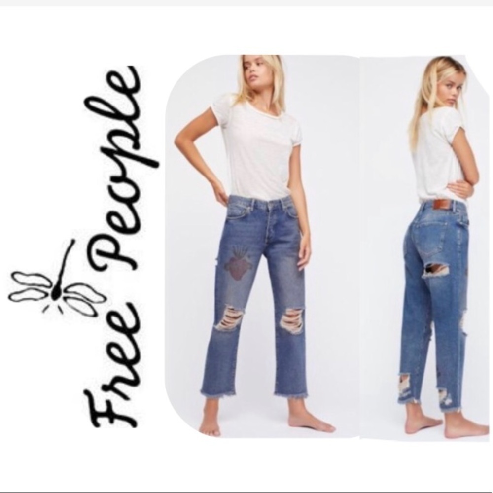 PRICE⬇️ NWT Free People Tattooed Boyfriend Jean - Picture 8 of 8
